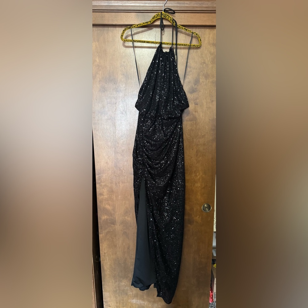 Fashion Nova Black Strapless Sequin Dress
